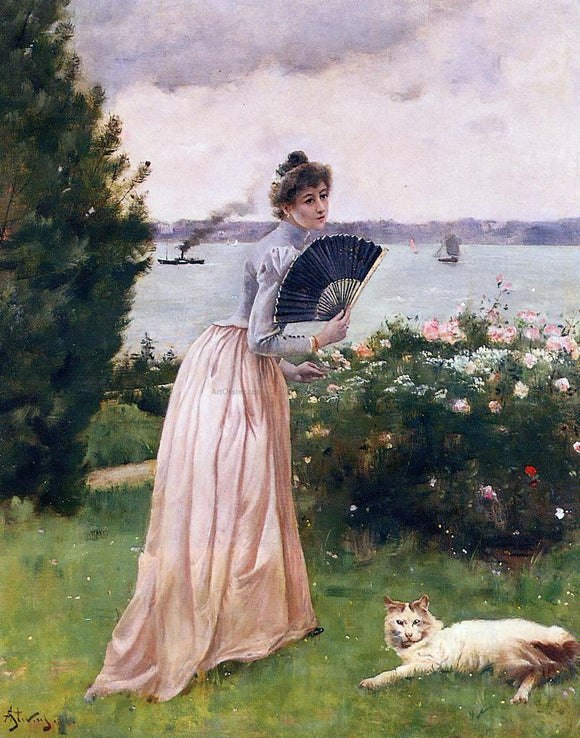  Alfred Emile Leopold Stevens Woman with a Fan - Art Print