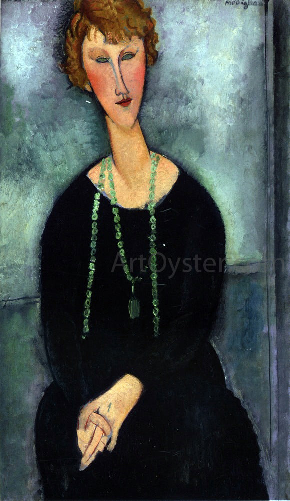  Amedeo Modigliani Woman with a Green Necklace (also known as Madame Menier) - Art Print