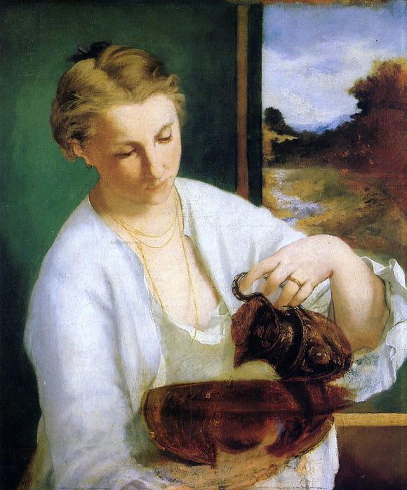  Edouard Manet Woman with a Jug (also known as Portrait of Madame Manet Holding a Ewer) - Art Print