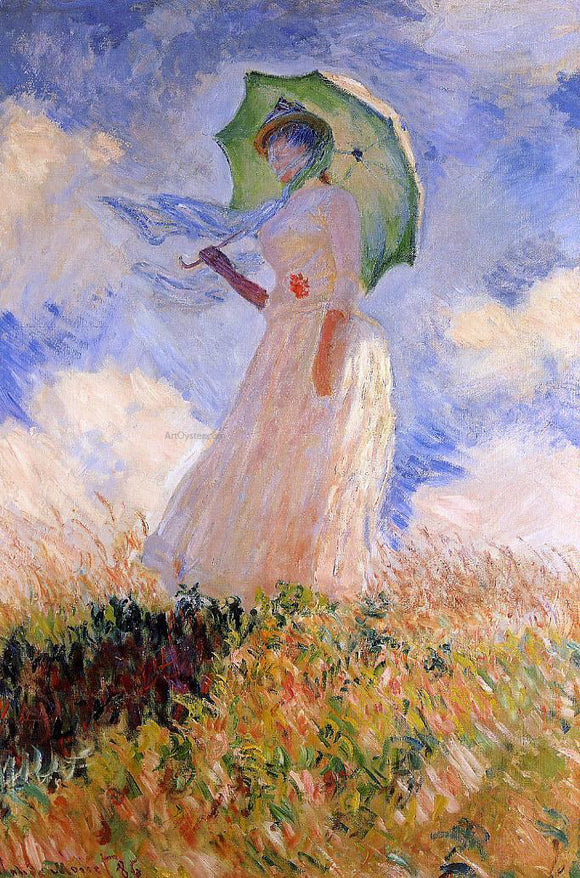  Claude Oscar Monet A Woman with a Parasol (also known as Study of a Figure Outdoors (Facing Left)) - Art Print