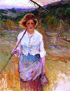  John Joseph Enneking Woman with a Rake - Art Print