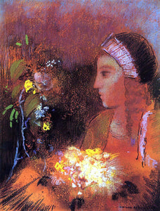  Odilon Redon Woman with Flowers - Art Print