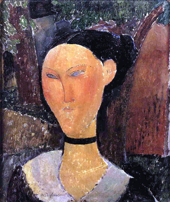  Amedeo Modigliani Woman with Velvet Ribbon (also known as The Black Border) - Art Print