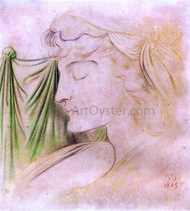  Simeon Solomon Woman's Head in Profile with Drapery - Art Print