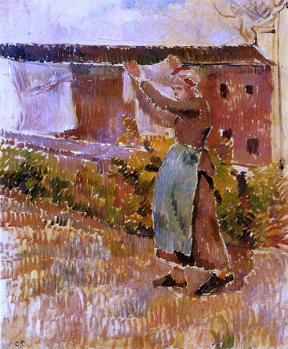  Camille Pissarro Women Tending the Laundry (study) - Art Print