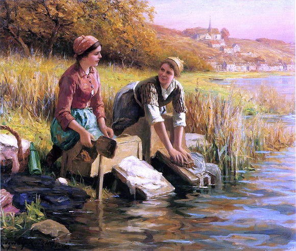  Daniel Ridgway Knight Women Washing Clothes by a Stream - Art Print