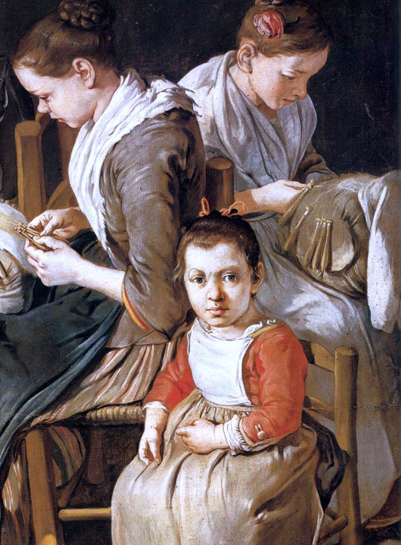  Giacomo Ceruti Women Working on Pillow Lace (detail) - Art Print