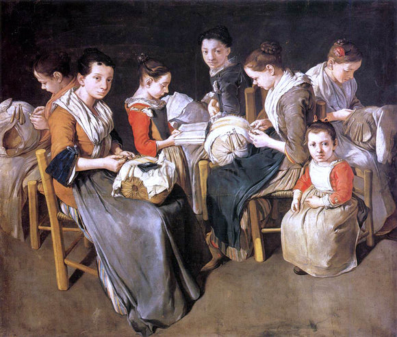  Giacomo Ceruti Women Working on Pillow Lace (The Sewing School) - Art Print