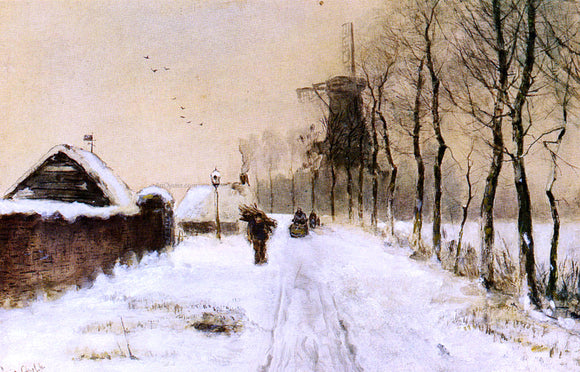  Louis Apol Wood Gatherers On A Country Lane In Winter - Art Print