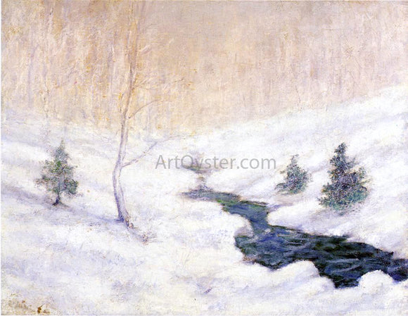  John Twachtman Woodland Stream in a Winter Landscape - Art Print