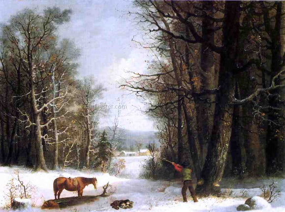  George Henry Durrie Woodsman in Winter - Art Print