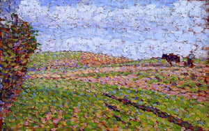  Camille Pissarro Working at Eragny - Art Print