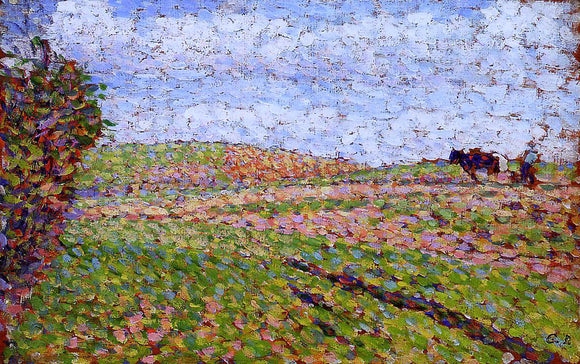  Camille Pissarro Working at Eragny - Art Print