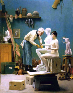  Jean-Leon Gerome Working in Marble - Art Print
