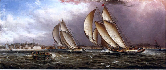  James E Buttersworth Yacht Race in Gloucester Harbor - Art Print