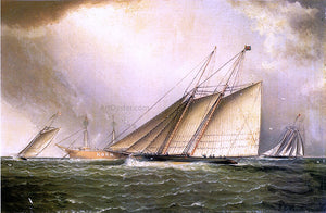  James E Buttersworth Yachts Rounding the Nore Light Ship in the English Channel - Art Print