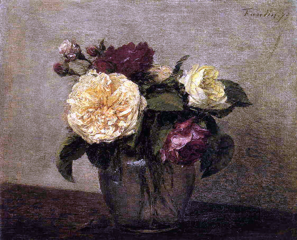  Henri Fantin-Latour Yellow and Red Roses - Art Print