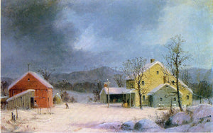  George Henry Durrie Yellow Farmhouse in Winter - Art Print