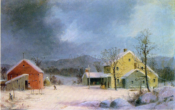  George Henry Durrie Yellow Farmhouse in Winter - Art Print