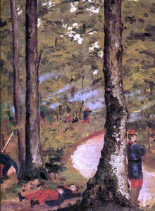  Gustave Caillebotte Yerres, Soldiers in the Woods - Art Print