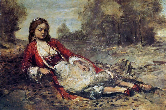  Jean-Baptiste-Camille Corot Young Algerian Woman Lying on the Grass - Art Print