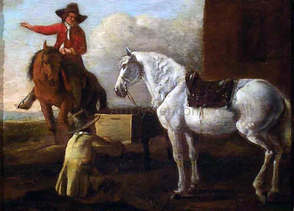  Abraham Van Calraet Young Artist Painting a Horse and Rider - Art Print