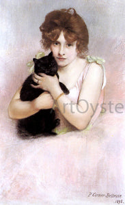  Pierre Carrier-Belleuse Young Ballerina Holding a Black Cat - Art Print