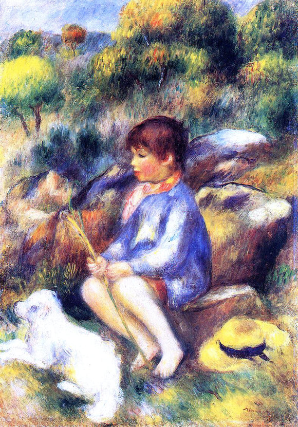  Pierre Auguste Renoir Young Boy by the River - Art Print