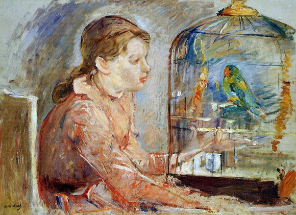  Berthe Morisot Young Girl and the Budgie - Art Print