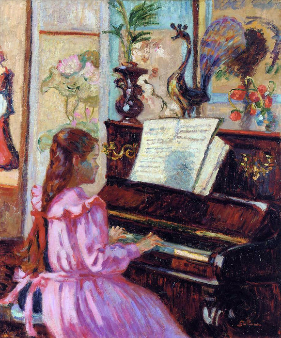  Armand Guillaumin Young Girl at the Piano - Art Print
