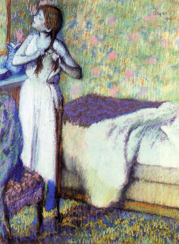  Edgar Degas Young Girl Braiding Her Hair - Art Print
