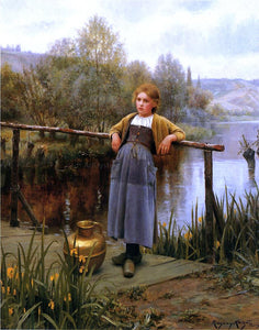  Daniel Ridgway Knight Young Girl by a Stream - Art Print