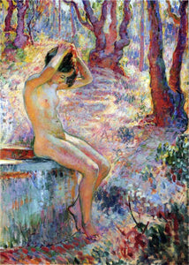  Henri Lebasque Young Girl by Fountain - Art Print