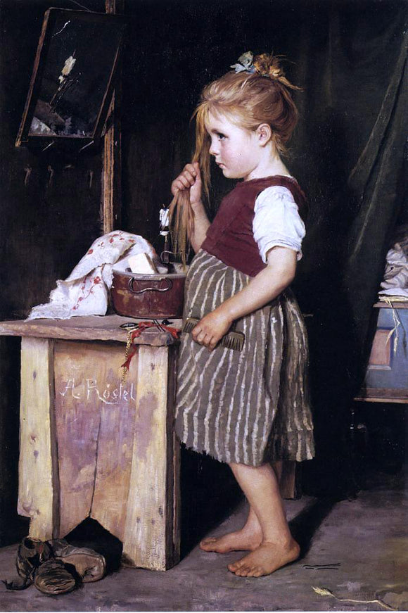  Phillip Richard Morris Young Girl Combing Her Hair - Art Print