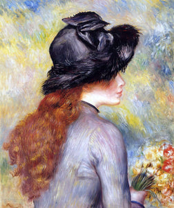  Pierre Auguste Renoir Young Girl Holding at Bouquet of Tulips - Art Print