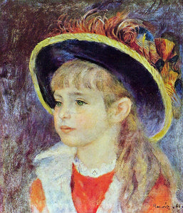  Pierre Auguste Renoir A Young Girl in a Blue Hat - Art Print