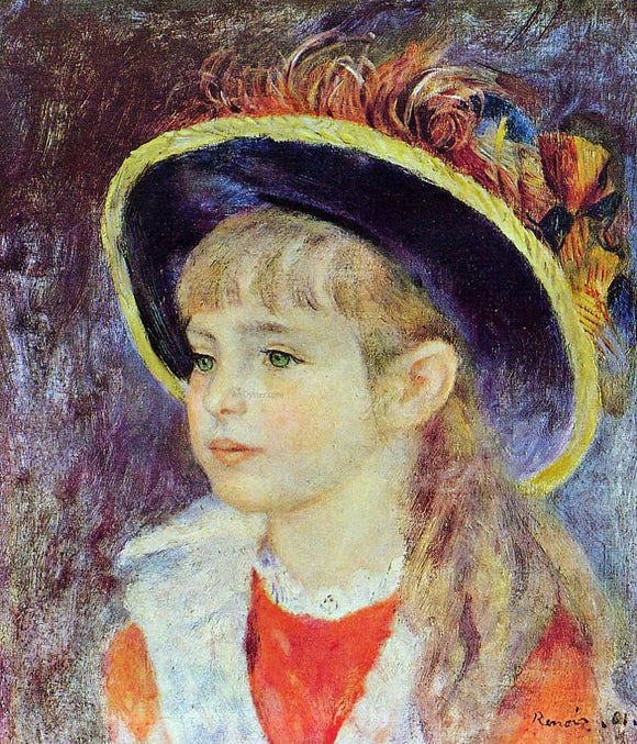  Pierre Auguste Renoir A Young Girl in a Blue Hat - Art Print