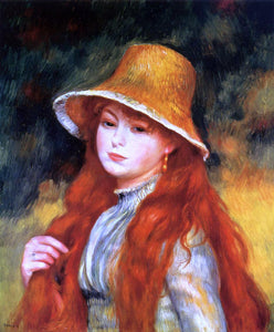  Pierre Auguste Renoir Young Girl in a Straw Hat - Art Print