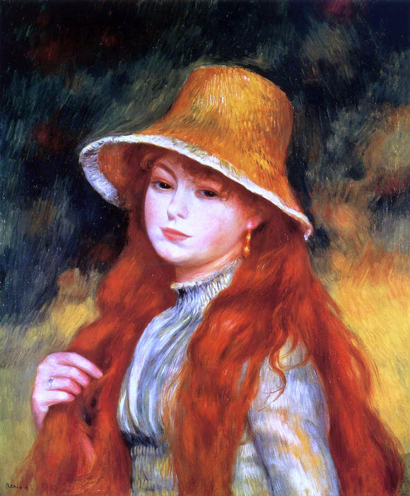  Pierre Auguste Renoir Young Girl in a Straw Hat - Art Print