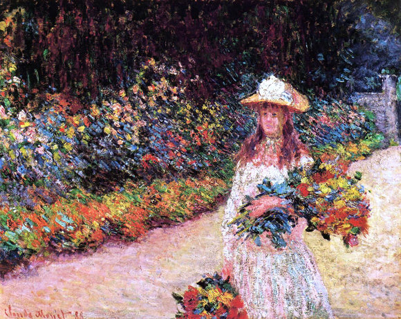  Claude Oscar Monet A Young Girl in the Garden at Giverny - Art Print
