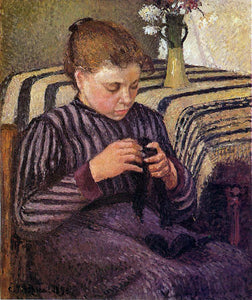  Camille Pissarro Young Girl Mending Her Stockings - Art Print