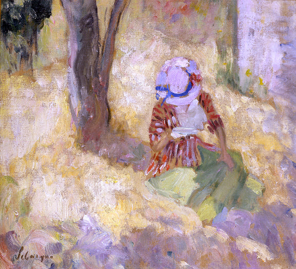  Henri Lebasque Young Girl Reading a Book - Art Print