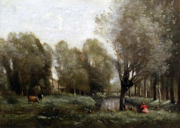  Jean-Baptiste-Camille Corot Young Girl Seated in a Meadow - Art Print