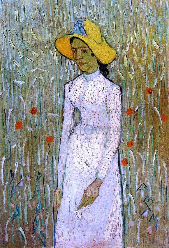  Vincent Van Gogh Young Girl Standing Against a Background of Wheat - Art Print