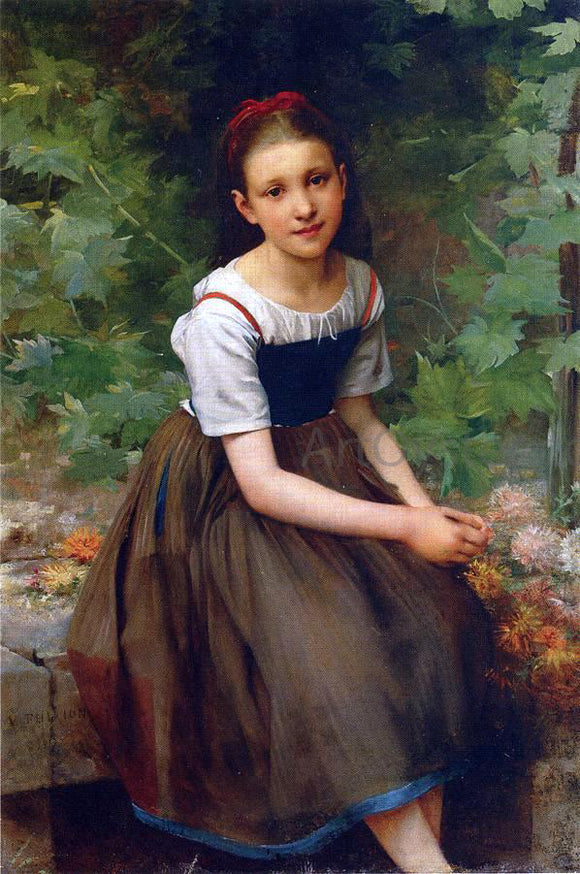  Charles Victor Thirion Young Girl with Flowers - Art Print