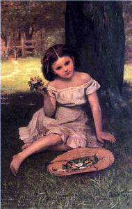  John George Brown Young Girl with Flowers - Art Print