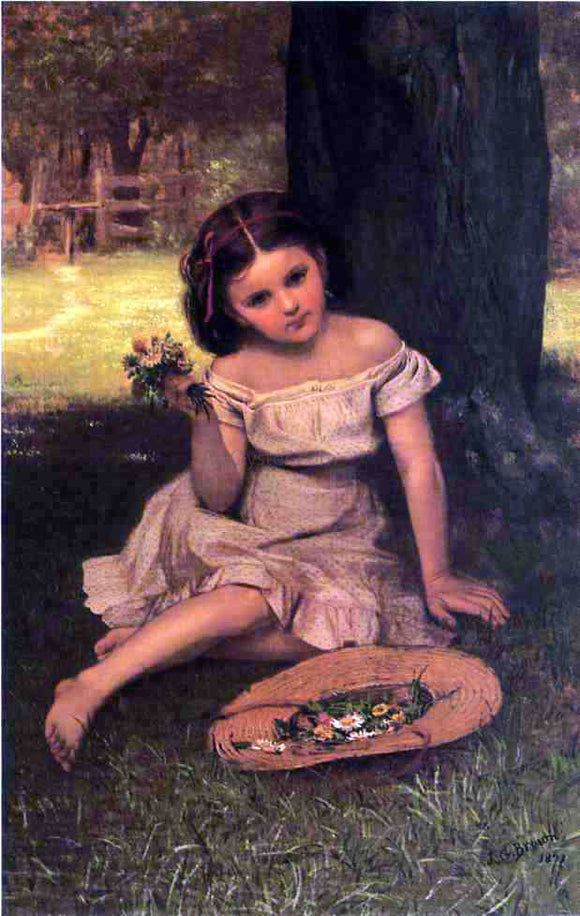  John George Brown Young Girl with Flowers - Art Print