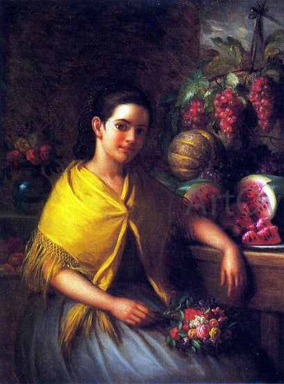  George Henry Hall Young Girl with Fruit and Flowers - Art Print