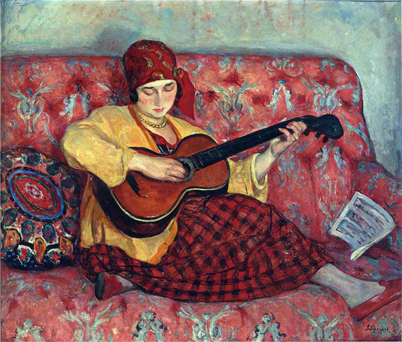  Henri Lebasque A Young Girl with Guitar - Art Print
