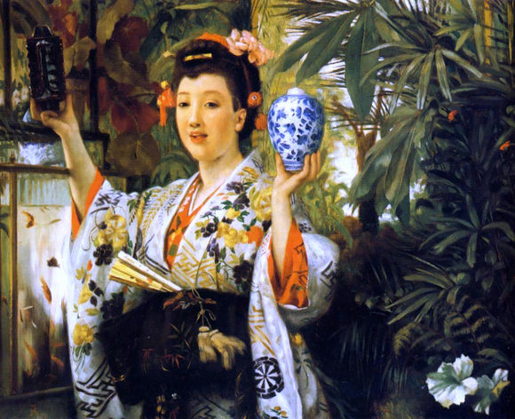  James Tissot Young Lady Holding Japanese Objects - Art Print